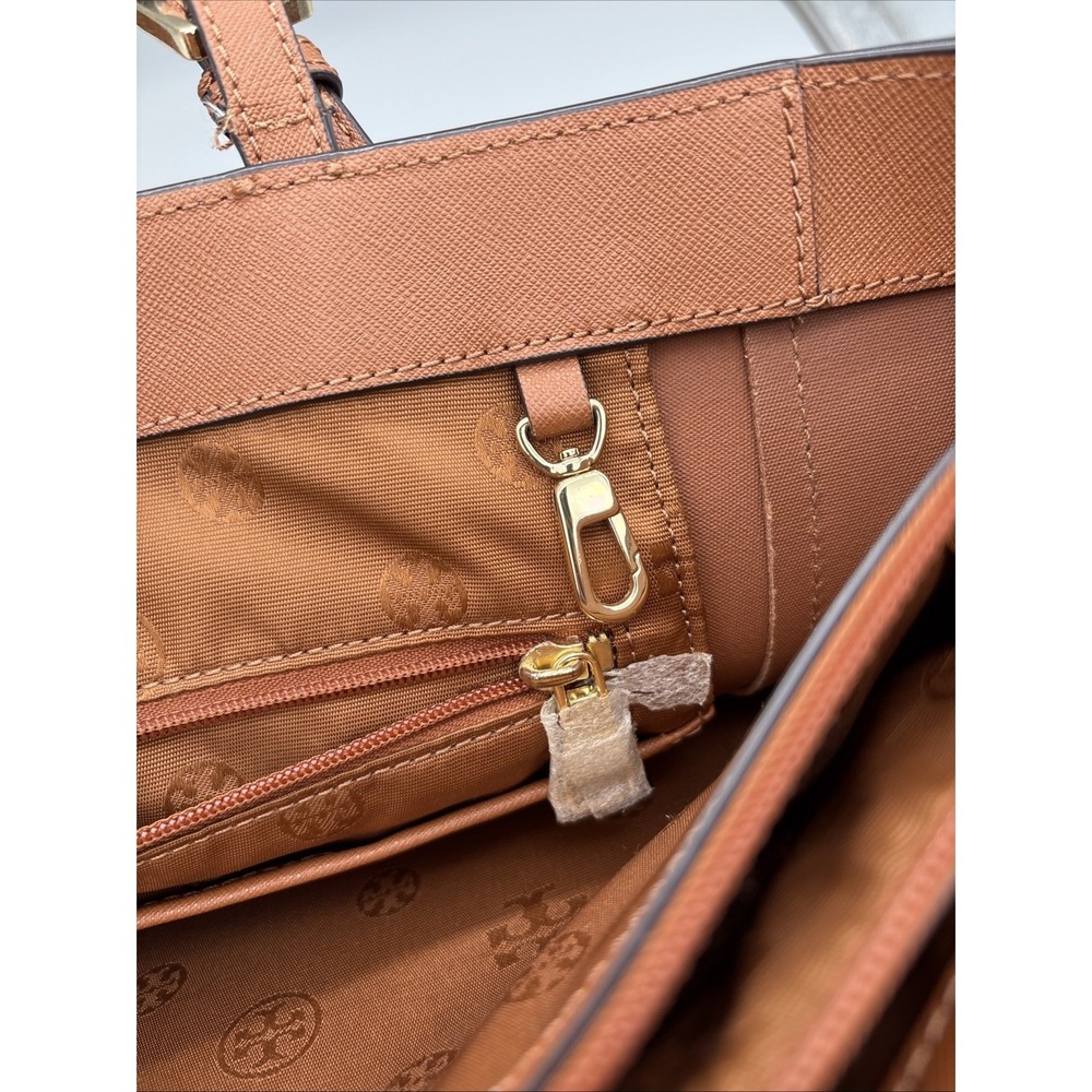 Tory Burch York Gold Buckle Saffiano Tan Leather Tote Brown Lg Carryall‎ HYS001 - Picture 10 of 16